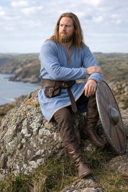 Twin Leather Viking Weapons Belt | 2-1 Brown Detachable Design