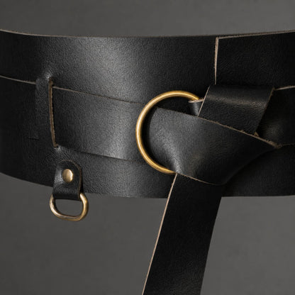 Thick Leather Viking Weapons Belt | 2-1 Black Detachable Design