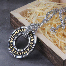 Viking Futhark Runic Circle Pendant Necklace
