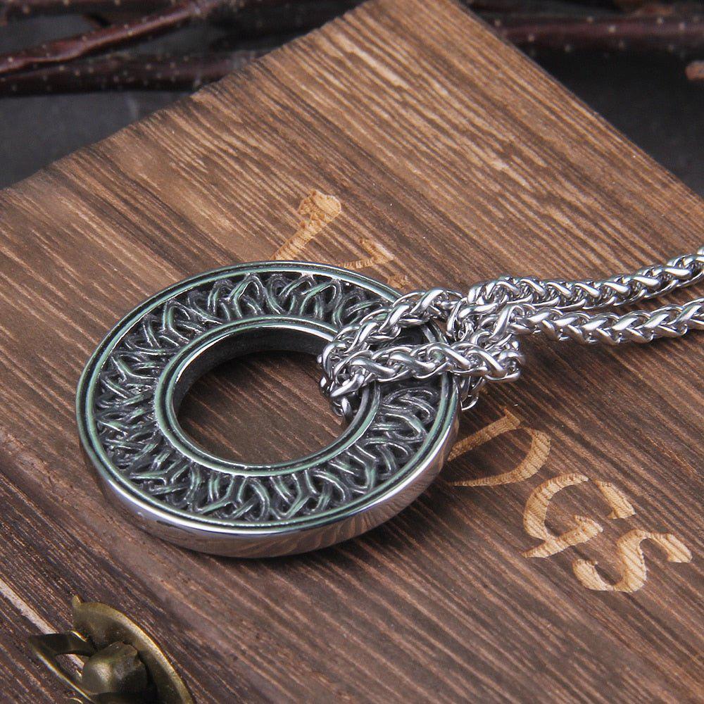 Viking Futhark Runic Circle Pendant Necklace
