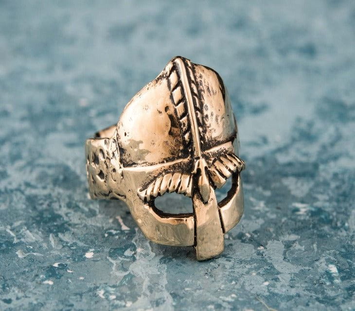 Viking Helmet Bronze Unique Ring Viking Jewelry-3