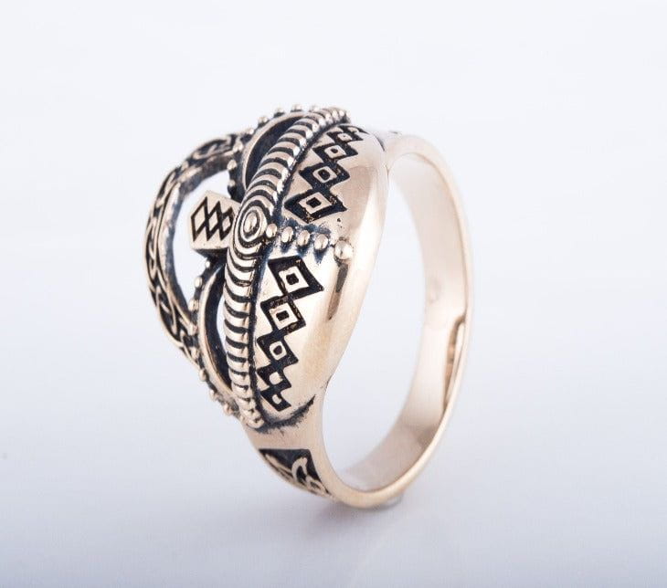 Viking Helmet Ring Bronze Unique Handmade Jewelry-3