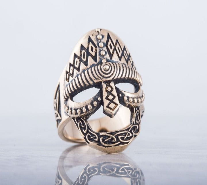 Viking Helmet Ring Bronze Unique Handmade Jewelry-4