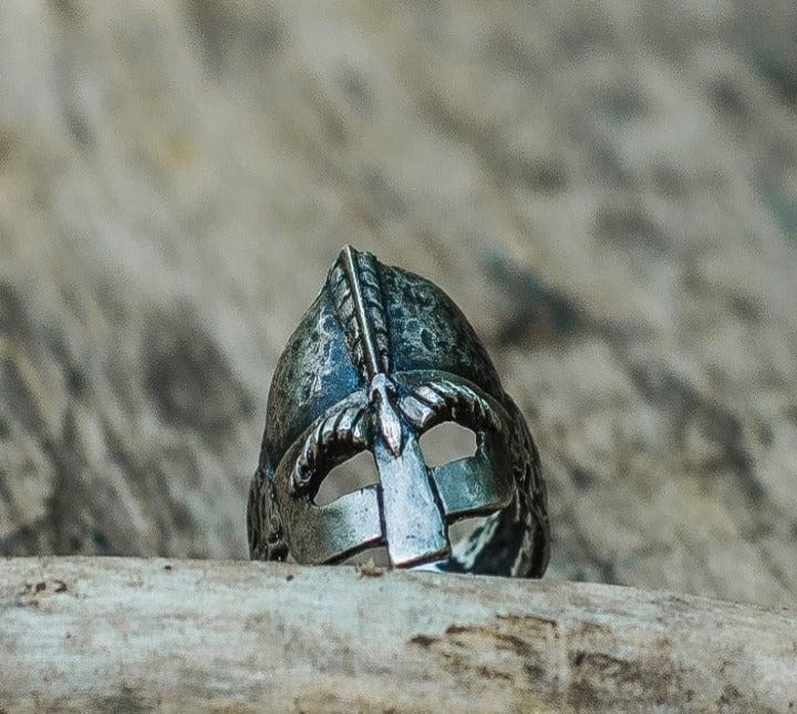 Viking Helmet Sterling Silver Unique Ring Viking Jewelry-1