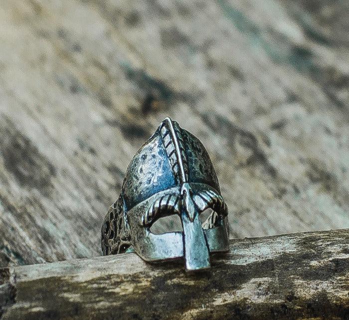 Viking Helmet Sterling Silver Unique Ring Viking Jewelry-2