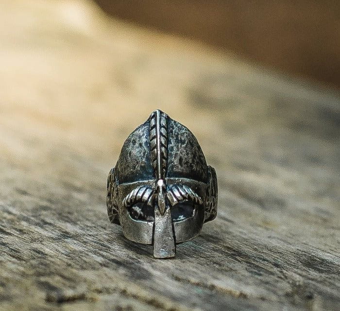 Viking Helmet Sterling Silver Unique Ring Viking Jewelry-3
