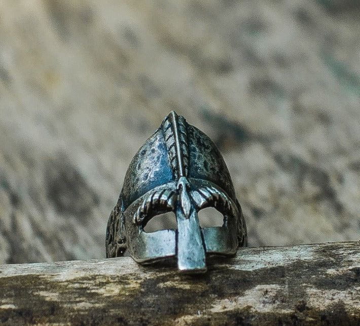 Viking Helmet Sterling Silver Unique Ring Viking Jewelry-4