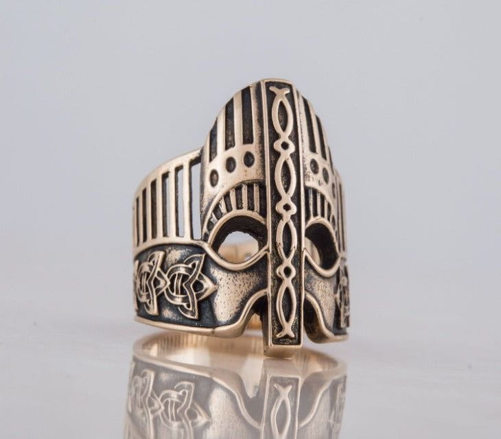 Viking Helmet with Norse Ornament Bronze Unique Ring-1