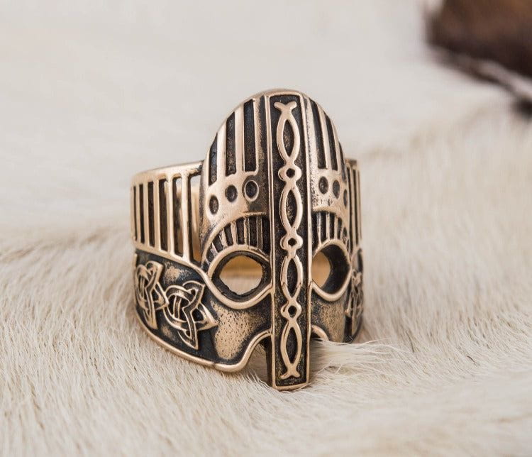 Viking Helmet with Norse Ornament Bronze Unique Ring-3