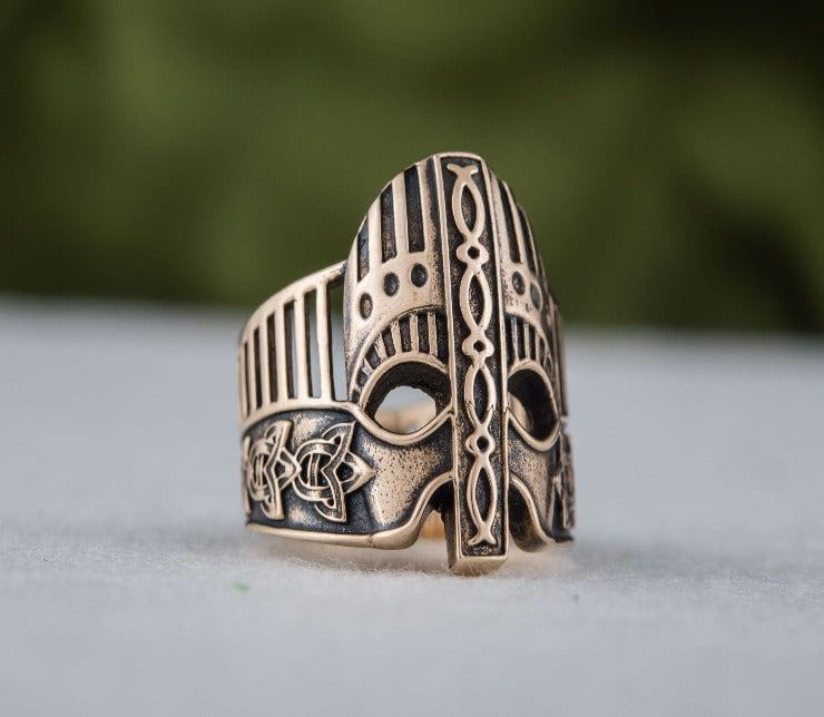 Viking Helmet with Norse Ornament Bronze Unique Ring-4