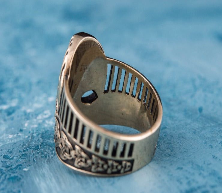 Viking Helmet with Norse Ornament Bronze Unique Ring-5