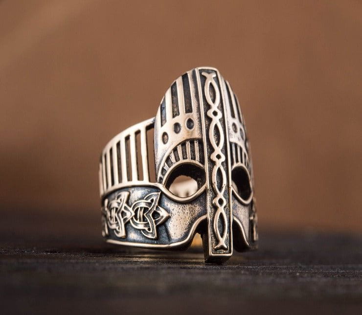 Viking Helmet with Norse Ornament Bronze Unique Ring-6