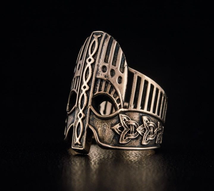 Viking Helmet with Norse Ornament Bronze Unique Ring-7