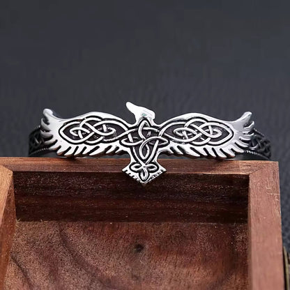 Viking Huginn & Muninn Cuff Bracelet | Celtic Knotwork