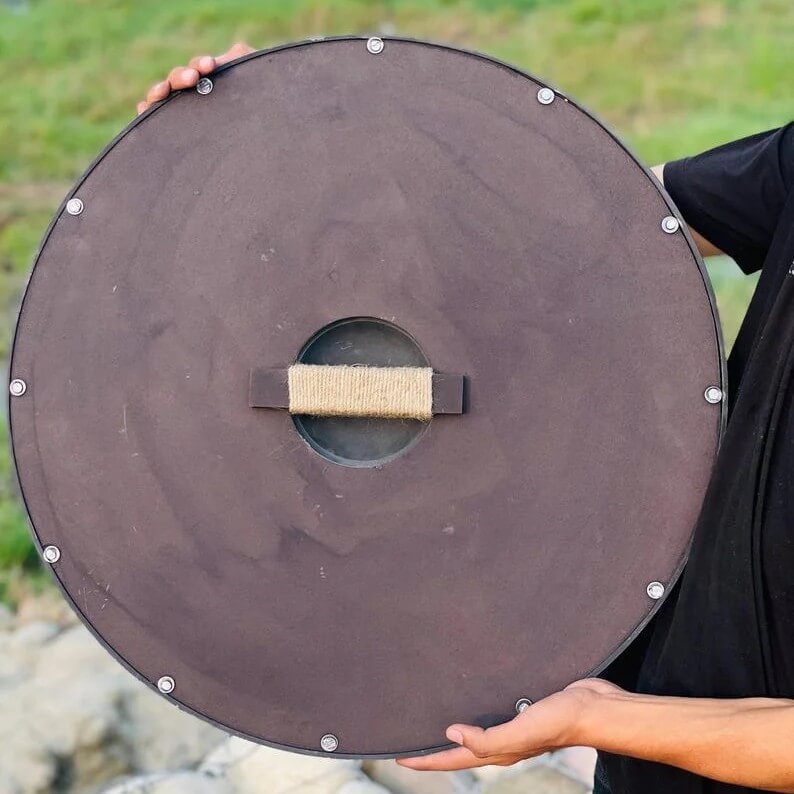 Viking Longship Round Shield | Dual-Tone Wood & Aluminum