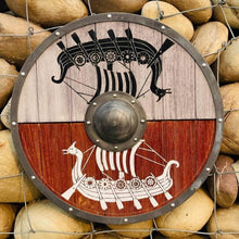 Viking Longship Round Shield | Dual-Tone Wood & Aluminum