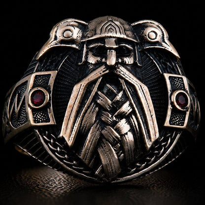 Viking Odin & Raven Ring | Bronze Handcrafted