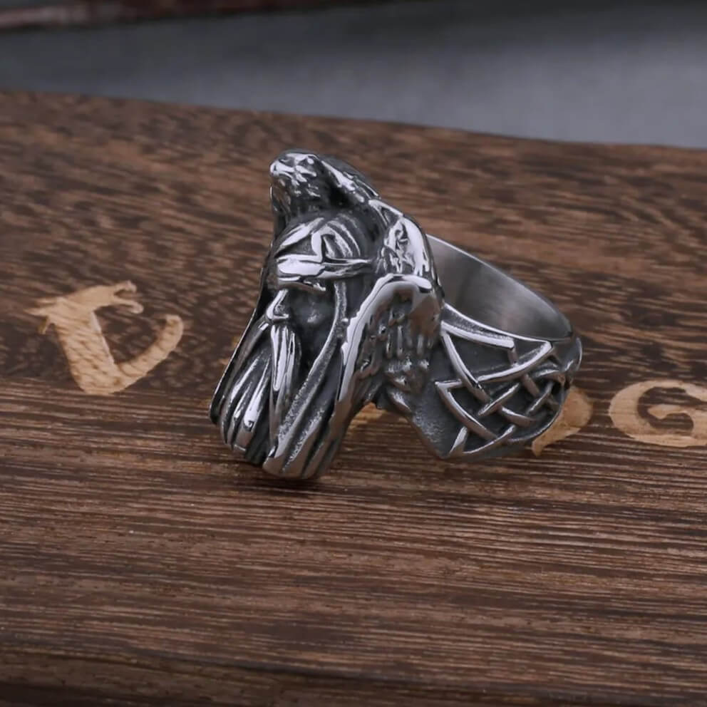 Viking Odin Raven Stainless Steel Ring