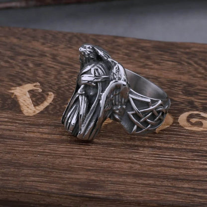 Viking Odin Raven Stainless Steel Ring