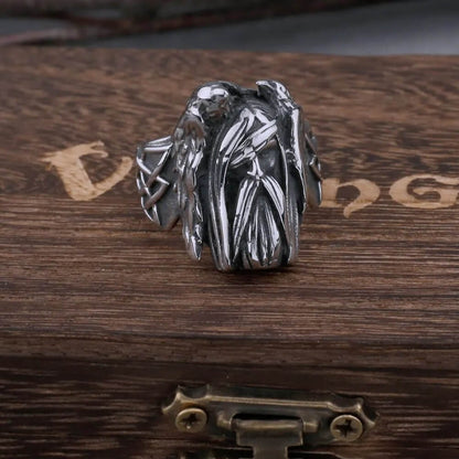 Viking Odin Raven Stainless Steel Ring