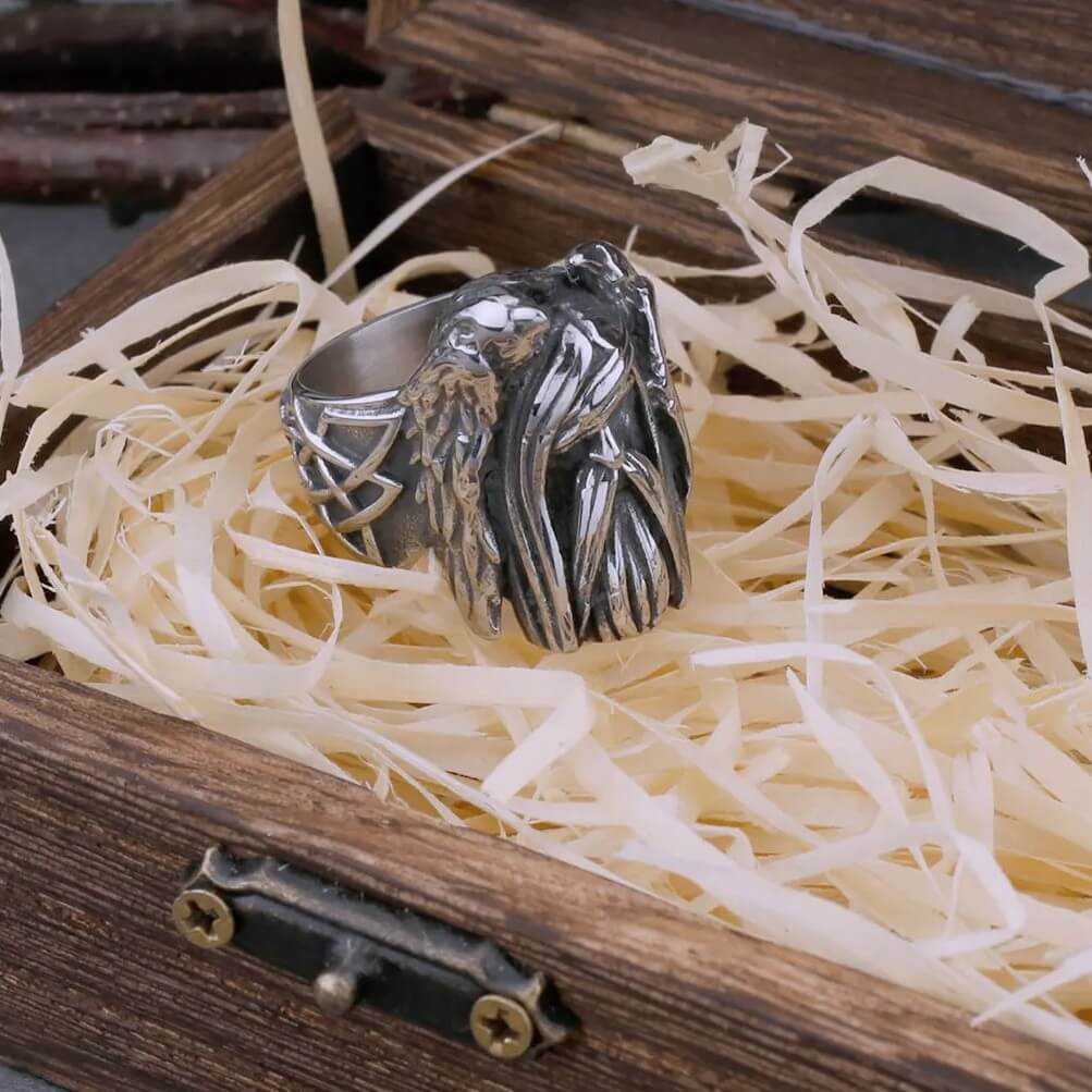 Viking Odin Raven Stainless Steel Ring