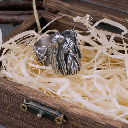 Viking Odin Raven Stainless Steel Ring