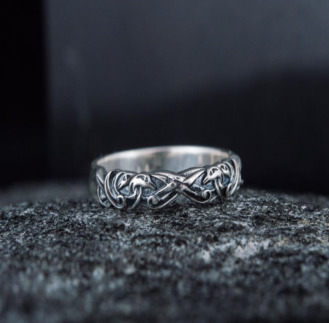 Viking Raven Ring in Sterling Silver-7