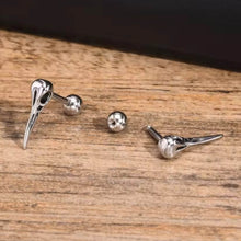Viking Raven Skull Stud Earrings