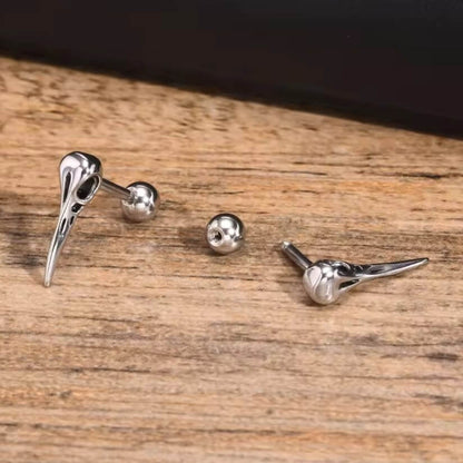Viking Raven Skull Stud Earrings