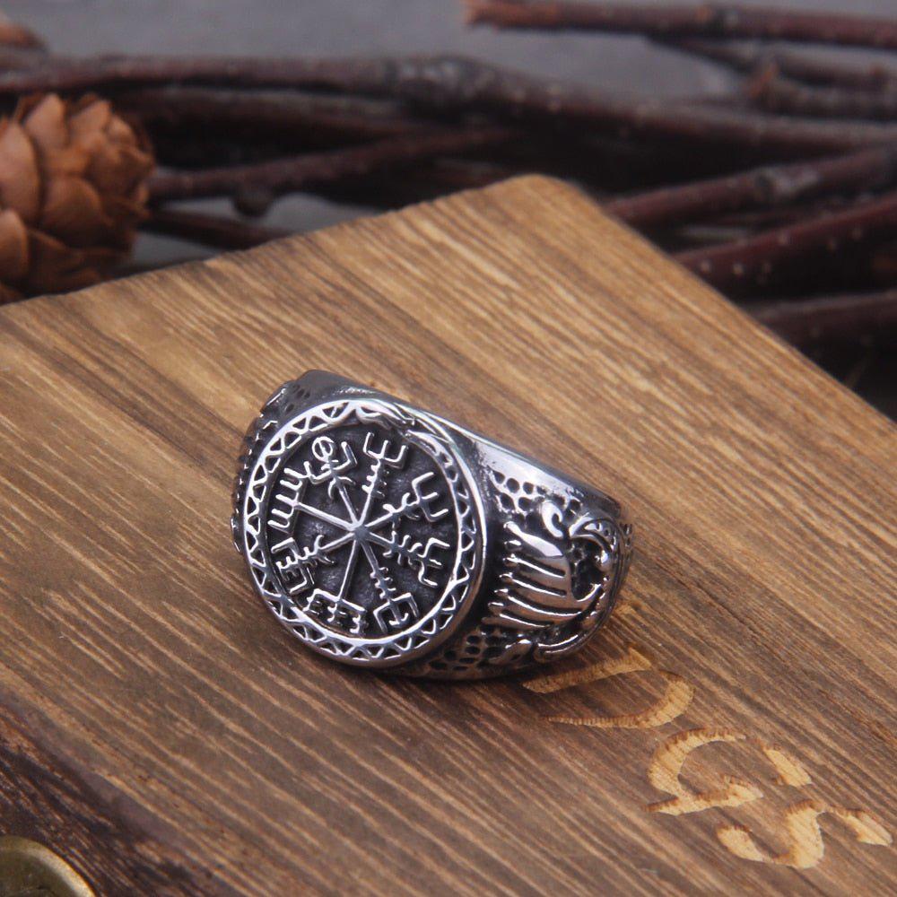 Viking Reaver Ouroboros Viking Vegvisir and Drakkar Signet Ring