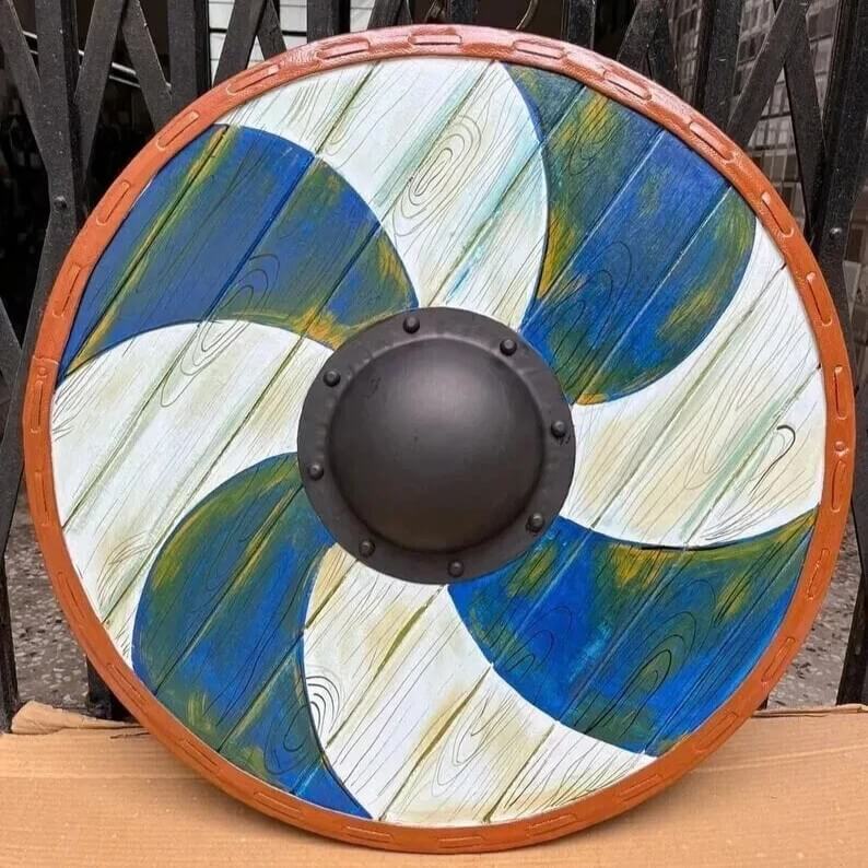 Viking Round Shield | 22-Inch Wood & Leather