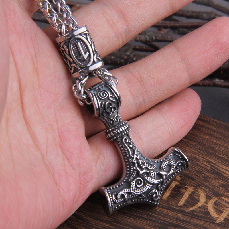 Viking Rune Thor’s Hammer Pendant Necklace
