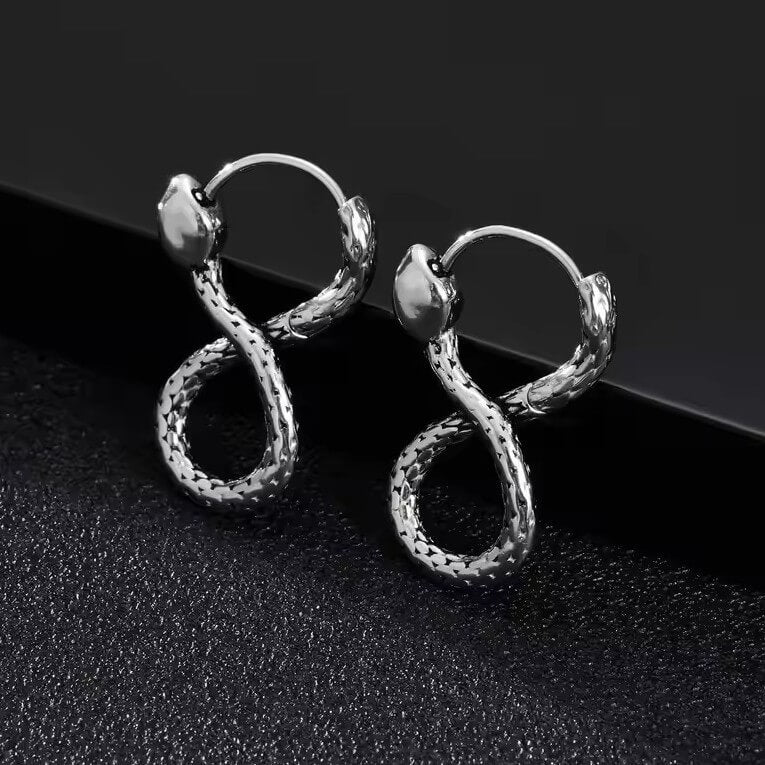 Viking Serpent Hoop Earrings | Textured Scale Design