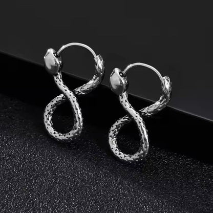 Viking Serpent Hoop Earrings | Textured Scale Design