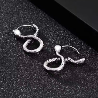 Viking Serpent Hoop Earrings | Textured Scale Design