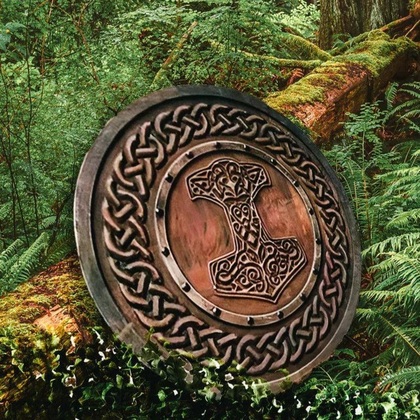 Viking Shield With Carved Hammer Of Thor - Mjolnir