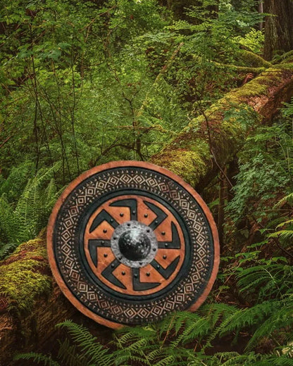 Viking Shield with Carved Kolovrat Symbol-2-Viking Warrior