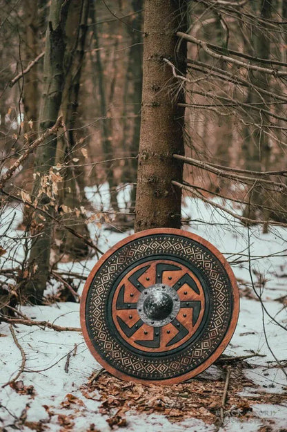 Viking Shield with Carved Kolovrat Symbol-3-Viking Warrior
