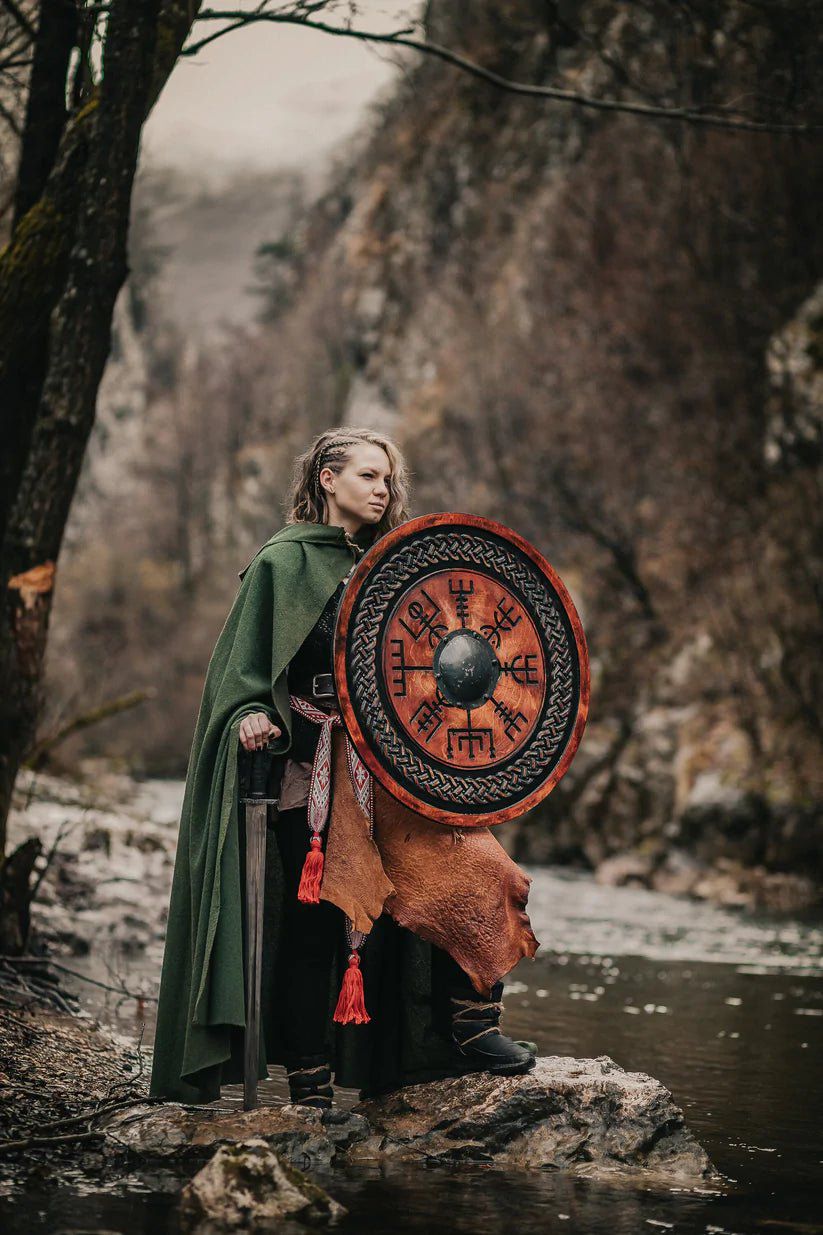 Viking Shield With Carved Vegvisir Viking Compass Symbol