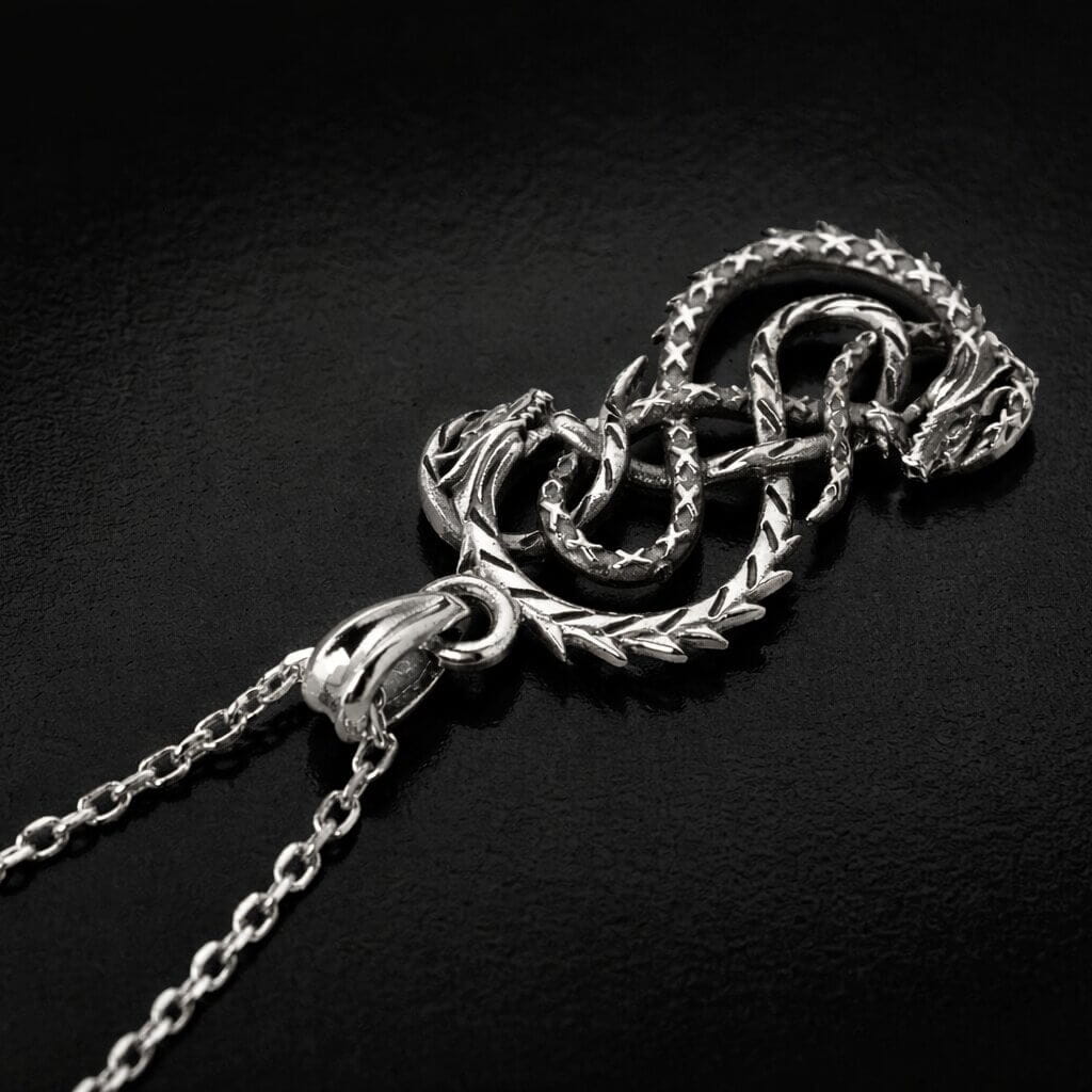 Viking Silver Midgard Serpent Necklace
