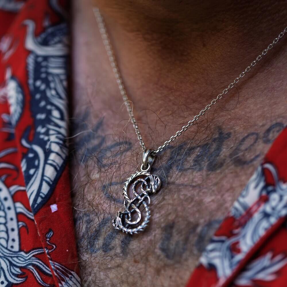 Viking Silver Midgard Serpent Necklace