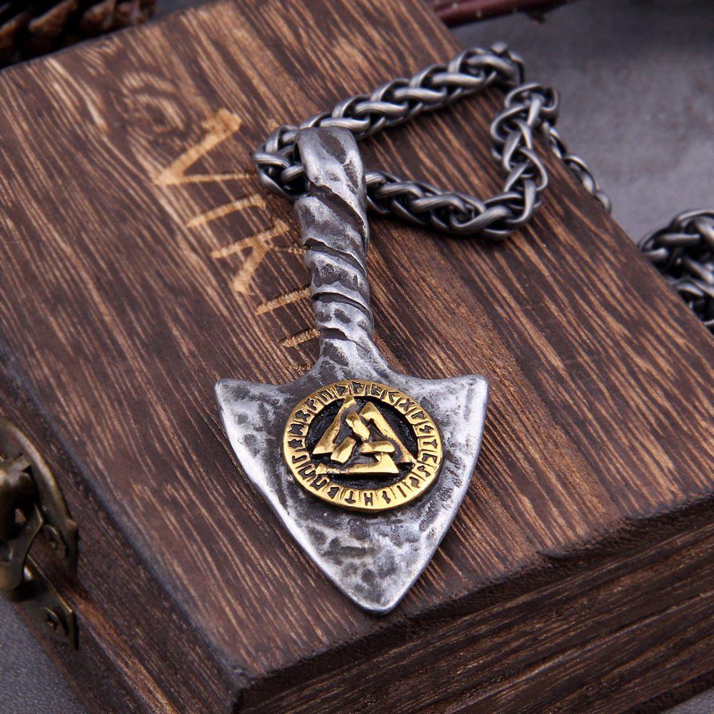 Viking Spearhead Valknut Amulet Necklace