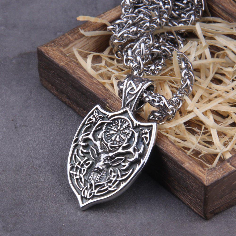 Viking Stag Shield Protection Necklace