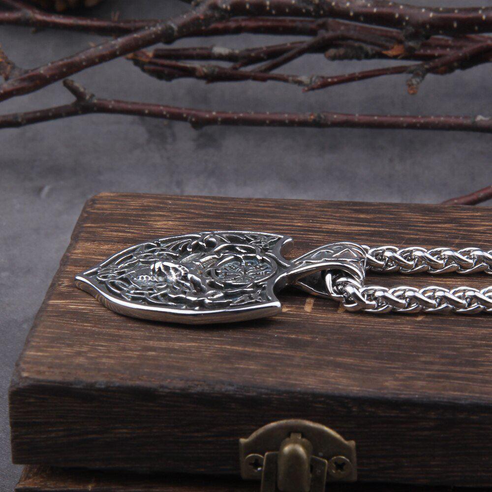 Viking Stag Shield Protection Rune Necklace