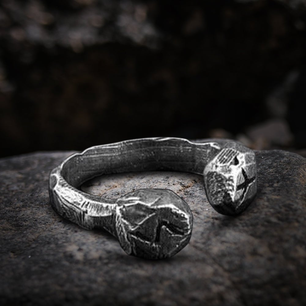 Viking Stainless Steel Rune Cuff Ring-1