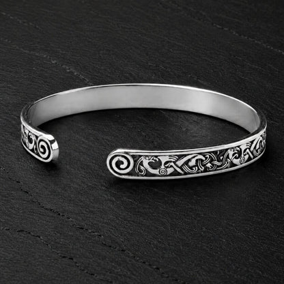 Viking Sterling Silver Cuff Bracelet | Celtic Spiral Knotwork