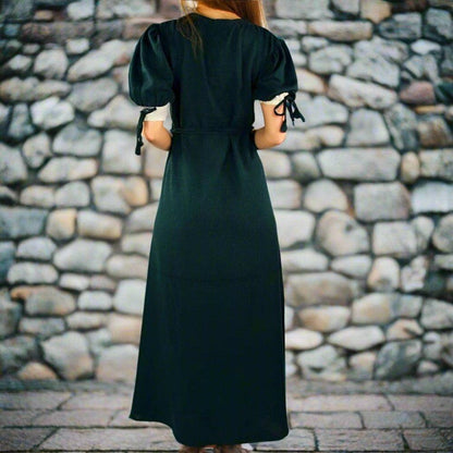 Viking Dress in Green with Laced Front and Sleeves - Summer Cotton 3XL Viking Dress in Green with Laced Front and Sleeves - Summer Cotton 3XL