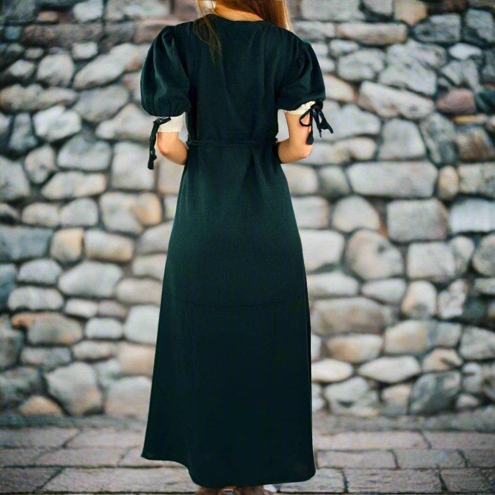 Viking Dress in Green with Laced Front and Sleeves