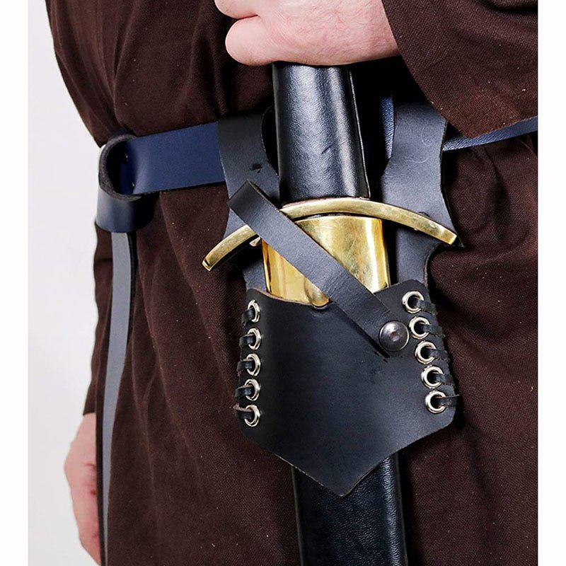 Black Leather Viking Sword Belt Hanger