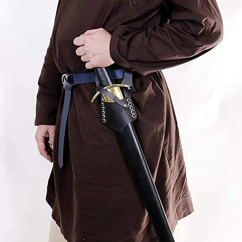 Natural Black Leather Viking Sword Belt Hanger